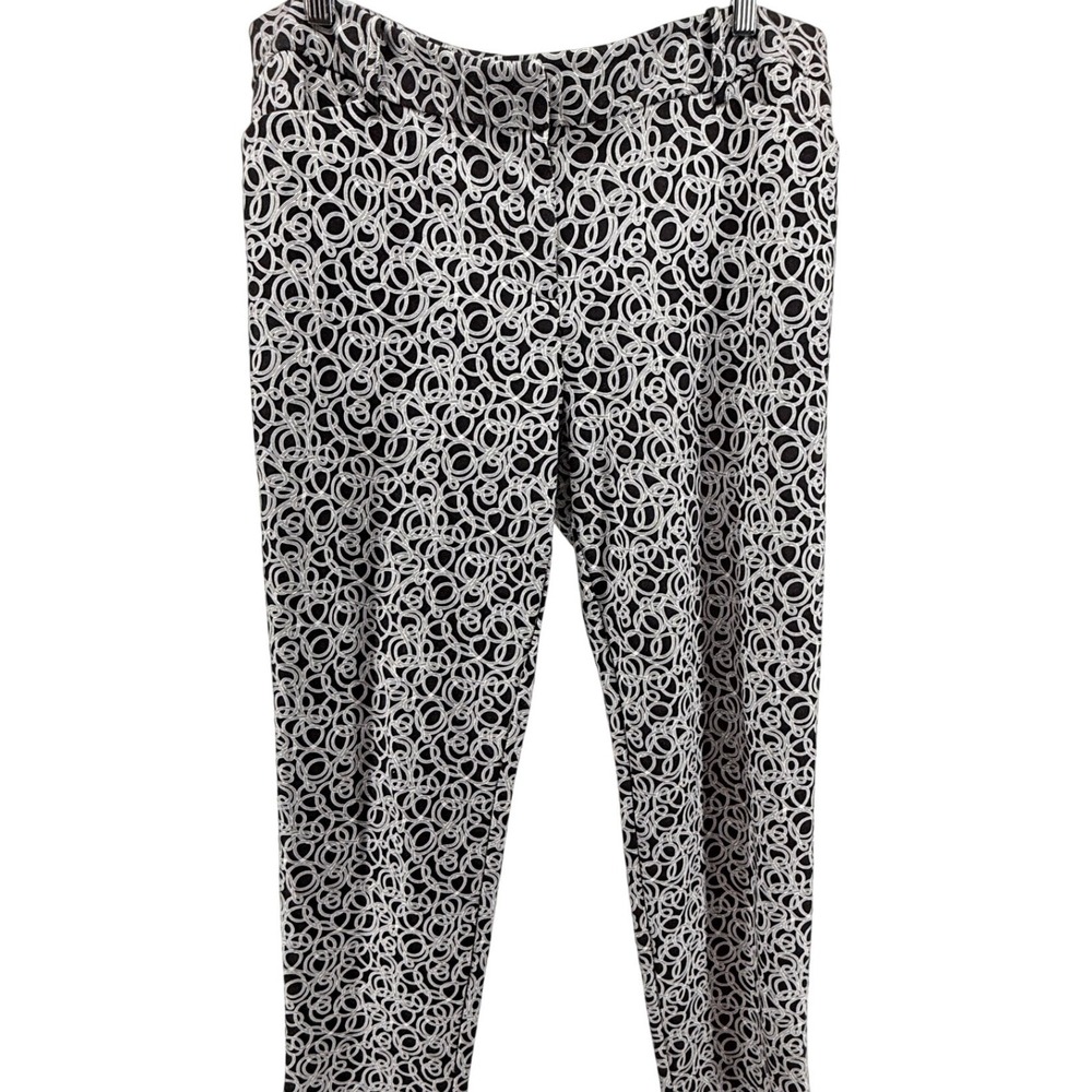 Liz Claiborne Womens Black White Geometric Link Print Ankle‎ Pants Size 14